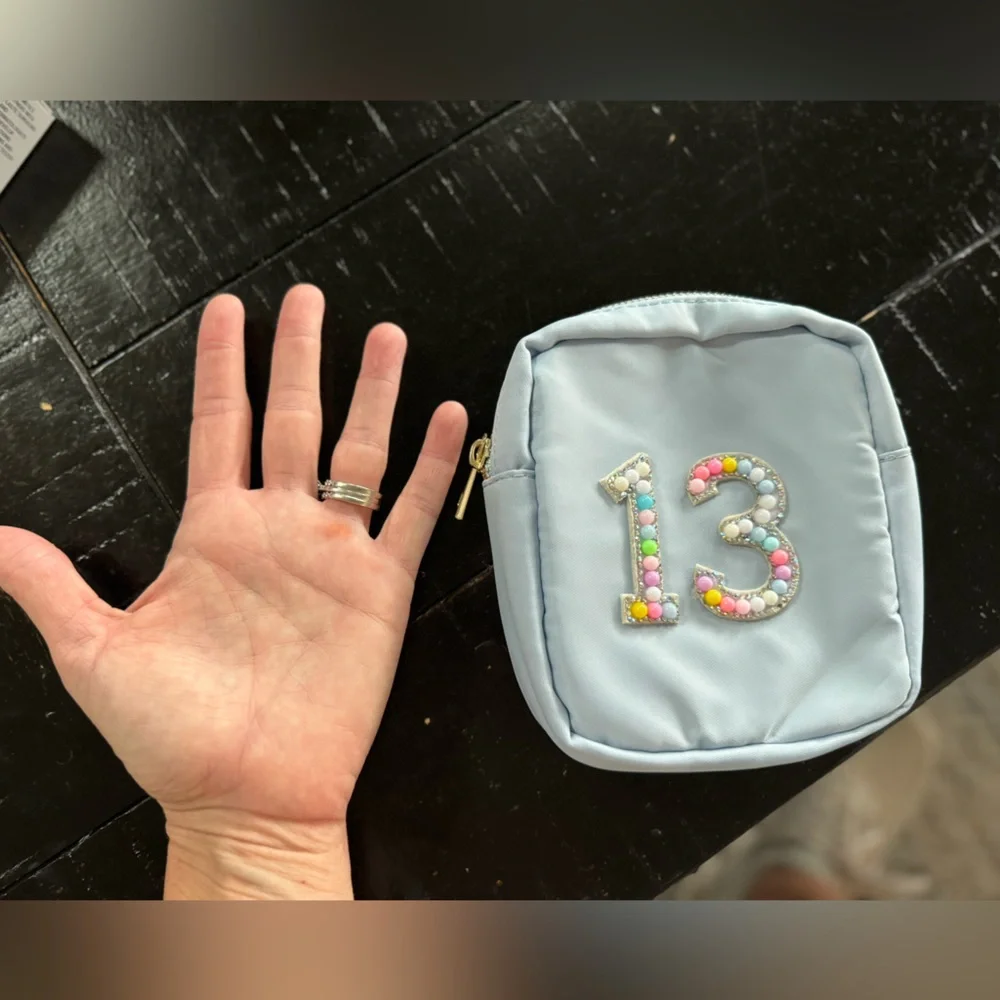 Blue Kids Accessory Bag with Colorful Number 13 Design Taylor Swift Lucky 13